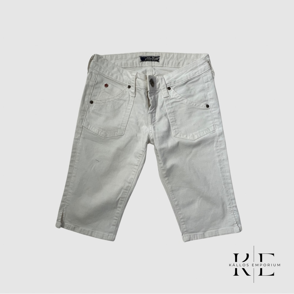 Hudson White Knee-Length Jean Shorts